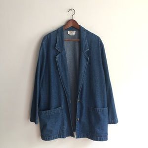 Vintage Oversized Denim Blazer Jean Jacket